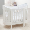 Παρκοκρέβατο Italbaby SWEET STAR Lunetta Λευκό + διακόσμηση DOVE GREY, με στρώμα και σετ κούνιας