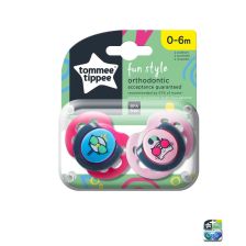 Ορθοδοντικές πιπίλες Tommee Tippee FUN STYLE 0-6 μηνών, 2 τεμαχίων.