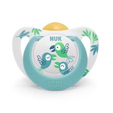 Ορθοδοντική πιπίλα από καουτσούκ NUK + κουτί 6-18 μηνών, 1 τεμάχιο STAR.
