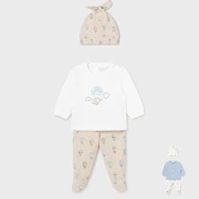 Βρεφικό σετ Mayoral, παντελονάκι, μπλούζα και σκουφάκι, 1532.