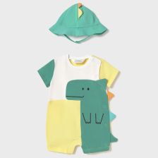 Βρεφική ολόσωμη φόρμα με κοντά μανίκια και καπέλο Mayoral 2 τεμαχίων, 2-9 μηνών, 1617.