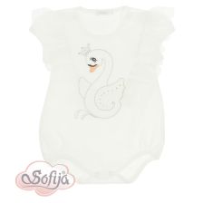 Βρεφικό κορμάκι με κοντά μανίκια Sofija JASMINA Εκρού, Μέγεθος 56-74 εκατοστών.