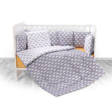Σετ κούνιας Lorelli Λίλι 60/120 Ράνφορς Σύννεφα Γκρι με πάντες κούνιας