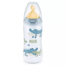 Βρεφικό μπιμπερό φαγητού κατά των κολικών Nuk First Choice Temperature Control, με θηλή από καουτσούκ + κουτί 300 ml, 0-6 μηνών.