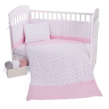 Σετ Κούνιας βαμβάκι Kikka Boo 5 τεμ. Pink Flowers 60х120 με Πάντα Κούνιας