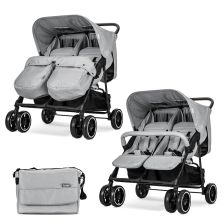 Καρότσι μωρού για δίδυμα Lorelli Twin, με τσάντα αξεσουάρ.