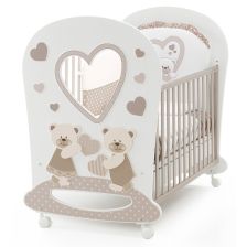 Βρεφικό κρεβάτι Italbaby DOLCI COCCOLE Κύριο. χρώμα λευκό + Dove Γκρι διακόσμηση.