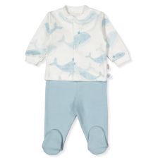 Βρεφική πιτζάμα Bebetto Whales, Μπλε, 0-6 μηνών, F1405.