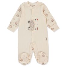 Βρεφική ολόσωμη φόρμα Bebetto Organic little lamb, Εκρού, 0-6 μηνών, T3937.