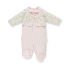 Βρεφική ολόσωμη φόρμα Bebetto Violets and Roses Ροζ, 0-9 μηνών, T3243.