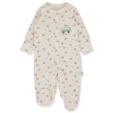 Βρεφική ολόσωμη φόρμα Bebetto Wooden Car, Εκρού, 0-6 μηνών, T3981.