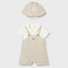 Βρεφική ολόσωμη φόρμα Mayoral με κοντά μανίκια και καπέλο, 0–9 μηνών, 1651.