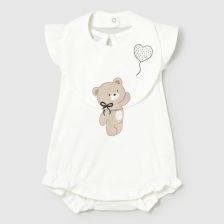 Βρεφική ολόσωμη φόρμα Mayoral με σαλιάρα και κοντά μανίκια, 0–9 μηνών, 1710.