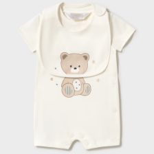 Βρεφική ολόσωμη φόρμα Mayoral με σαλιάρα και κοντά μανίκια, 0–9 μηνών, 1721.