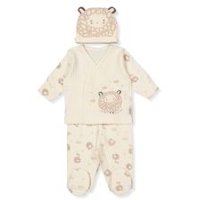 Βρεφικό σετ Bebetto Organic little lamb, Εκρού, 3 τεμαχίων, 0-3 μηνών, Z1026.