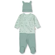 Βρεφικό σετ Bebetto Sleepy Cat, Πράσινο, 3 τεμαχίων, 0-3 μηνών, Z993.