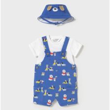 Βρεφικό σετ Mayoral Ολόσωμη φόρμα, μπλουζάκι και καπέλο, 1-9 μηνών, 1624.