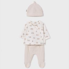 Βρεφικό σετ Mayoral παντελονάκι, μπλούζα και καπέλο, 3 τεμαχίων, 0-4 μηνών, 9906.