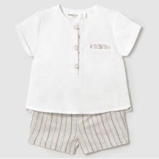 Βρεφικό σετ Mayoral πουκάμισο και κοντό παντελόνι, μπεζ, 2-24 μηνών, 1211.