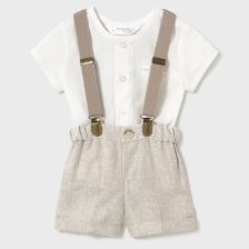 Βρεφικό σετ Mayoral πουκάμισο με κοντό παντελόνι, μπεζ, 1-24 μηνών, 1215.