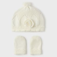 Βρεφικό σετ Mayoral καπέλο και γάντια, Λευκά, 9767.