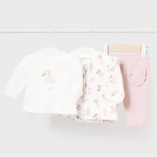 Βρεφικό αθλητικό σετ, Mayoral Flowers, ροζ, 3 τεμαχίων, 2610.