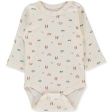 Βρεφικό κορμάκι Bebetto Wooden Car, Εκρού, 0-12 μηνών, T3976.