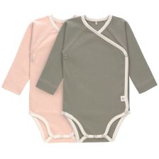 Βρεφικό κορμάκι Lassig Cozy Colors, Powder Pink Olive, κοντομάνικο, 2 τεμαχίων, 0-24 μηνών.