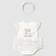 Βρεφικό κορμάκι Mayoral με τούλι και κορδέλα μαλλιών, 0-18 μηνών, 1729.