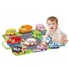 Βρεφικό χαλάκι παιχνιδιού 2 σε 1 Raya Toys με 6 μαλακά αυτοκίνητα