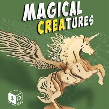 Ξύλινο παζλ 3D Raya Toys Magical Creatures Μονόκερος, 44 τεμαχίων.