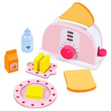 Ξύλινη παιδική τοστιέρα Raya Toys με αξεσουάρ, Ροζ.