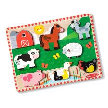 Ξύλινο παζλ Melissa&Doug Ζώα φάρμας, 8 τεμαχίων, 37235.