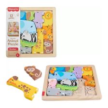 Ξύλινο παζλ με ζωάκια Fisher Price, 12 τεμαχίων.