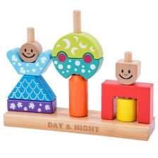 Ξύλινο βρεφικό παιχνίδι Raya Toys Ημέρα & Νύχτα, 48 προκλήσεις.
