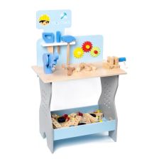 Ξύλινο παιδικό εργαστήριο με εργαλεία Raya Toys Μπλέ.