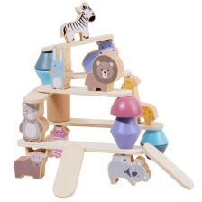 Ξύλινο παιχνίδι ισορροπίας Raya Toys Jenga με ζώα.