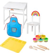 Ξύλινο γραφείο και καρέκλα + σετ μοντελισμού Roba Play-Doh, 450024PD1ZU.