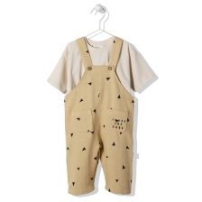 Παιδική ολόσωμη φόρμα με μπλουζάκι Bebetto Owl Boy Μπεζ, 1-5 ετών, K3942.