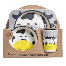 Παιδικό σετ σκευών φαγητού Raya Toys Bamboo fibre, Animals, 5 τεμαχίων.
