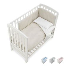 Παιδικό κρεβάτι Italbaby B.SIDE POIS Λευκό, με στρώμα και σετ ύπνου, με αποσπώμενα κάγκελα