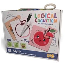 Παζλ διπλής όψης Raya Toys Logical Cognition Φρούτα και Αριθμοί, με μαρκαδόρο, 54 τεμαχίων.