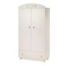 Ντουλάπα Italbaby BABY RE Δίφυλλη Λευκή + διακόσμηση Dove Grey