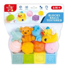 Παιχνίδια μπάνιου Raya Toys Blocks Balls με υφή, 12 τεμαχίων.