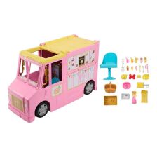 Σετ παιχνιδιού  Mattel Barbie Φορτηγό για λεμονάδα, με 25 αξεσουάρ