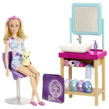 Κούκλα Mattel Barbie με σαλόνι για θεραπείες προσώπου.