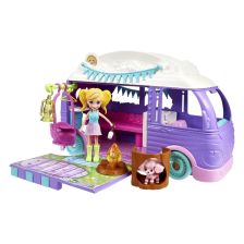 Σετ παιχνιδιού Mattel Polly Pocket Glamping Camper Van, με 20 τεμάχια.