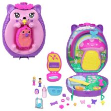 Σετ παιχνιδιού Mattel Polly Pocket Hedgehog Mom & Baby, με 16 αξεσουάρ.
