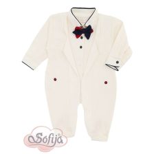 Βρεφική ολόσωμη φόρμα μακρυμάνικη Sofija Justys, Εκρού, Μέγεθος 56-74 εκατοστών.