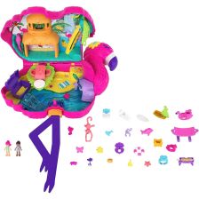 Σετ παιχνιδιού Mattel Polly Pocket Flamingo Party, με δύο κούκλες και 26 αξεσουάρ.